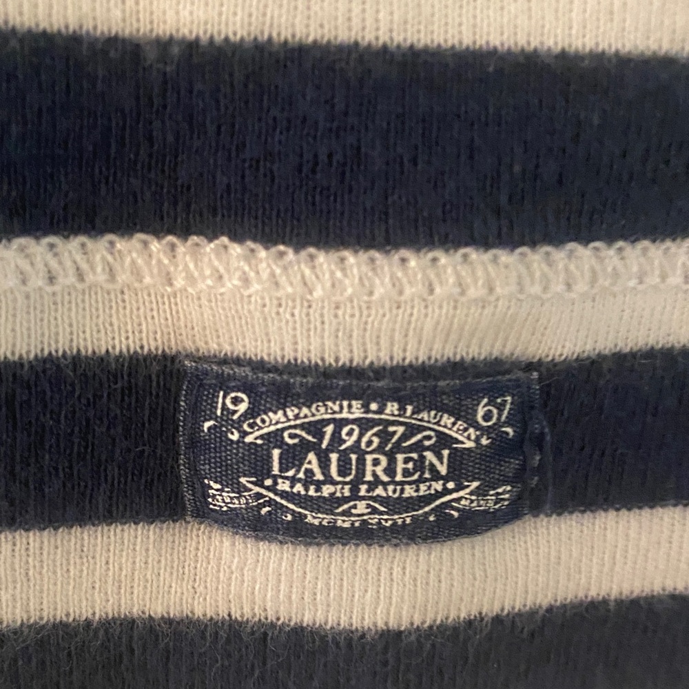 Ralph Lauren Blue and White Striped Short Sleeve Top - Picture 3 of 4